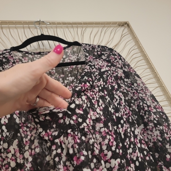 Old Navy Sheer Abstract Floral V Neck Maternity Babydoll Tunic Top Blouse Medium - Picture 5 of 12